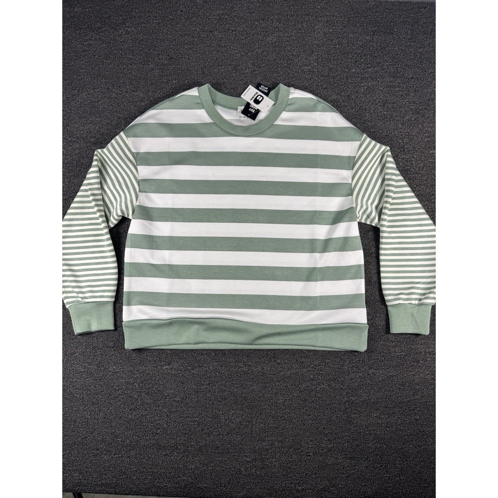 NWT BKE Women's Medium Green & White Striped‎ Shirt - Soft